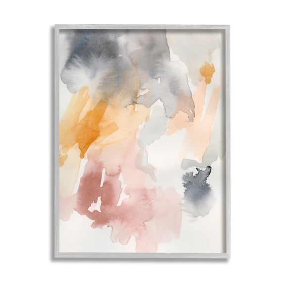 Stupell Soft Pastel Watercolor Pastiche Abstract Painting Gray Framed Art Print Wall Art