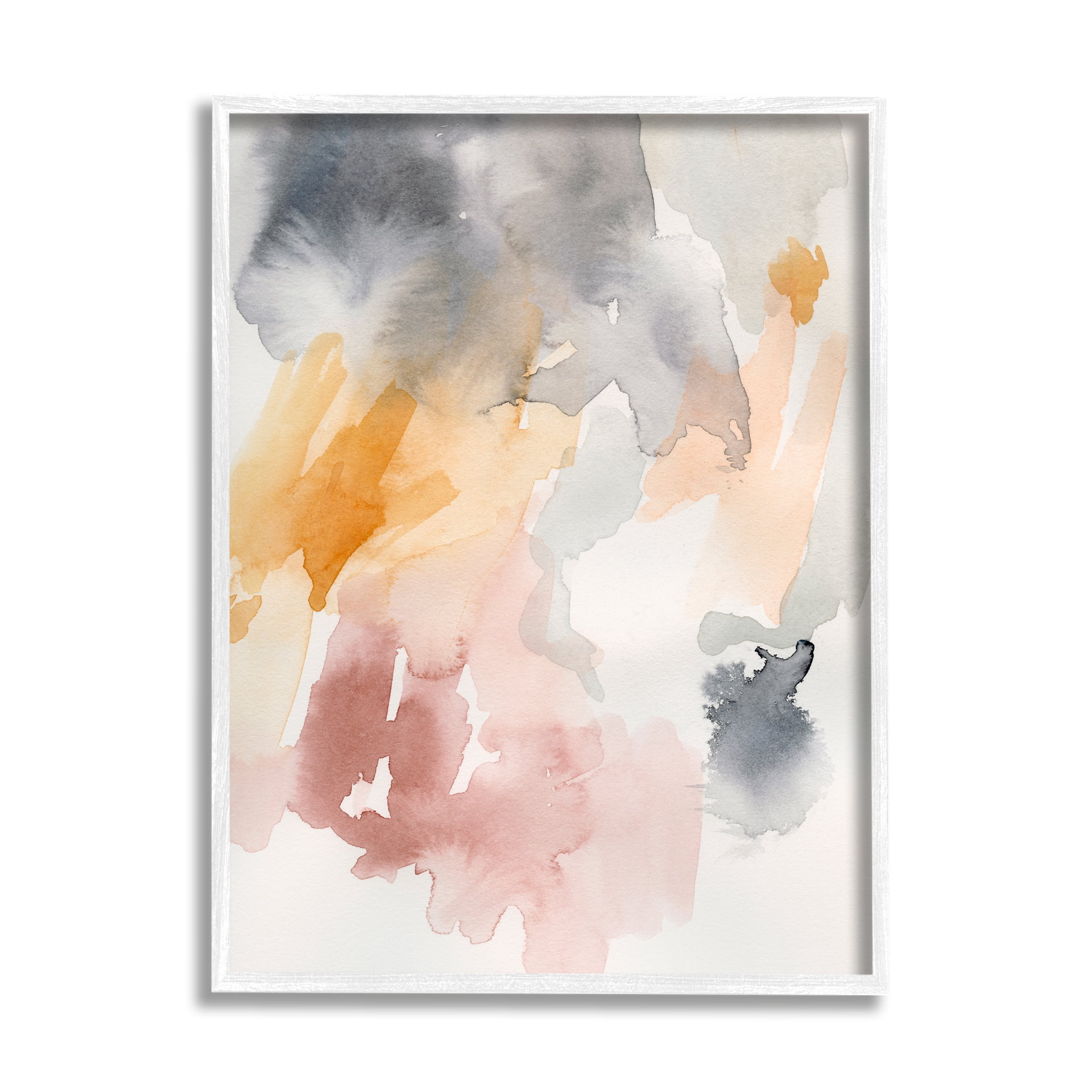 Stupell Soft Pastel Watercolor Pastiche Abstract Painting White Framed Art Print Wall Art