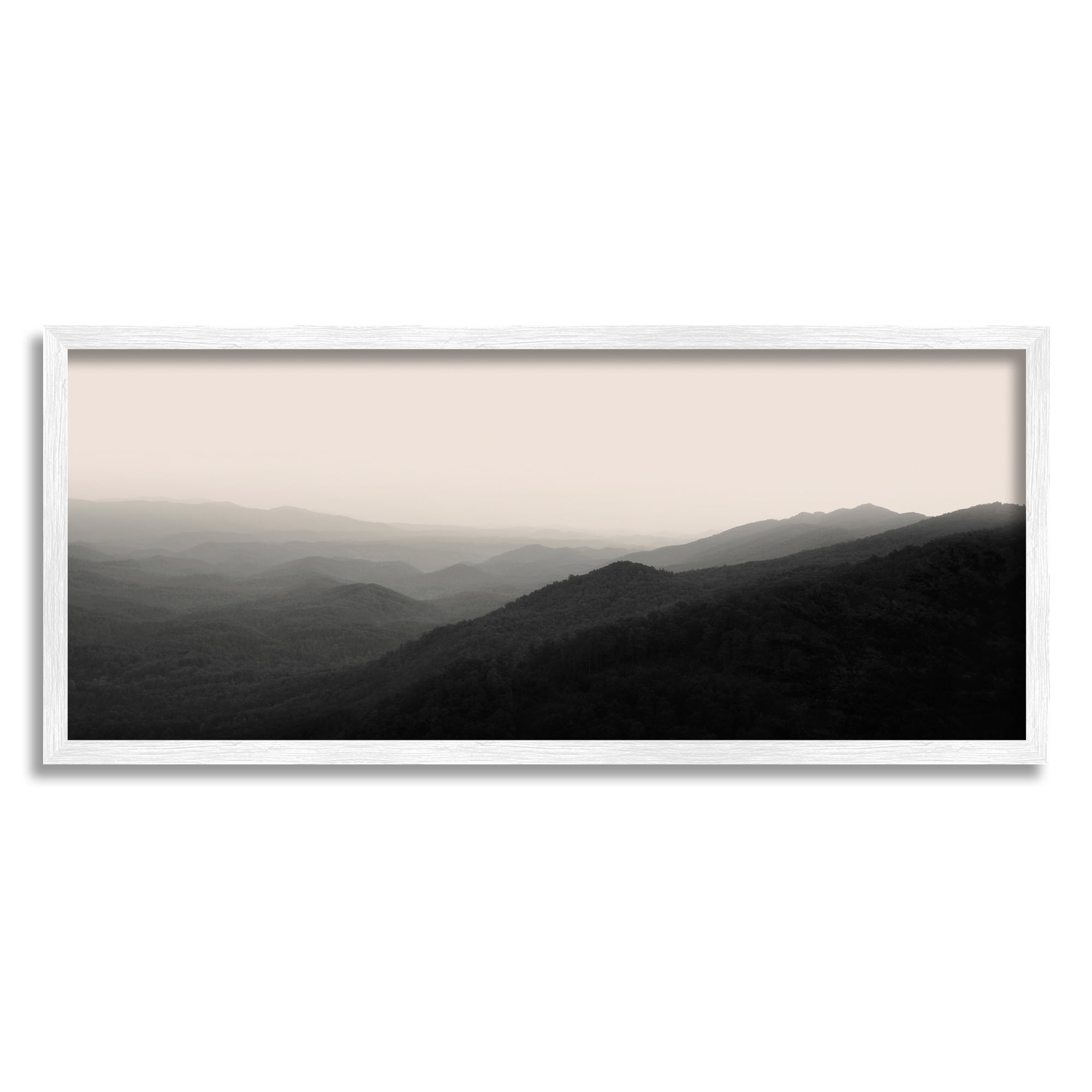 Stupell Solemn Foggy Mountain Peaks Landscape Photography White Framed Art Print Wall Art