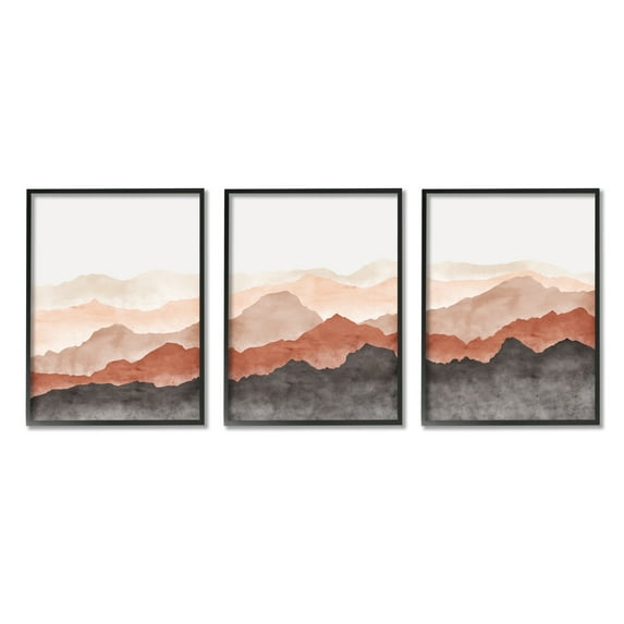 Stupell Southwestern Crags Mountain Peaks Landscape Painting Black Framed Art Print Wall Art, Set of 3
