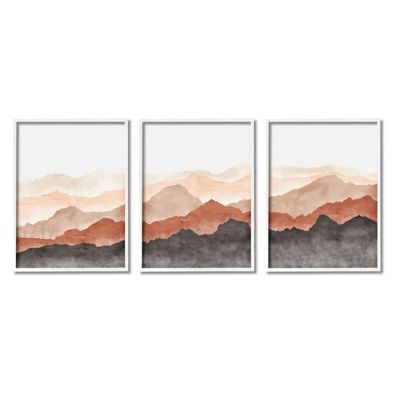 Stupell Southwestern Crags Mountain Peaks Landscape Painting White Framed Art Print Wall Art, Set of 3