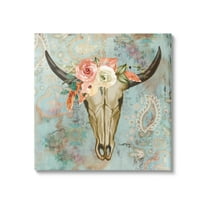 Stupell Southwestern Paisley Animal Skull Animals & Insects Painting Gallery Wrapped Canvas Print Wall Art