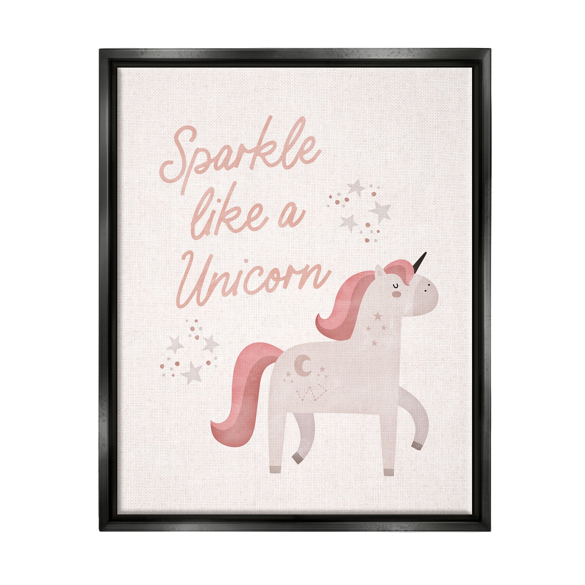 Stupell Sparkle Like A Unicorn Constellations Fairy Tales & Fantasy Painting Black Floater Framed Art Print Wall Art