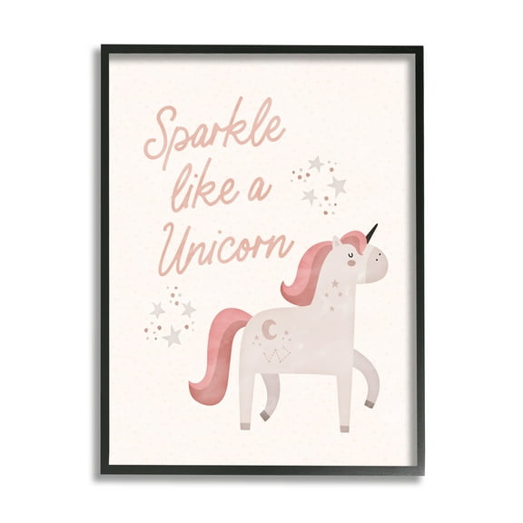 Stupell Sparkle Like A Unicorn Constellations Fairy Tales & Fantasy Painting Black Framed Art Print Wall Art
