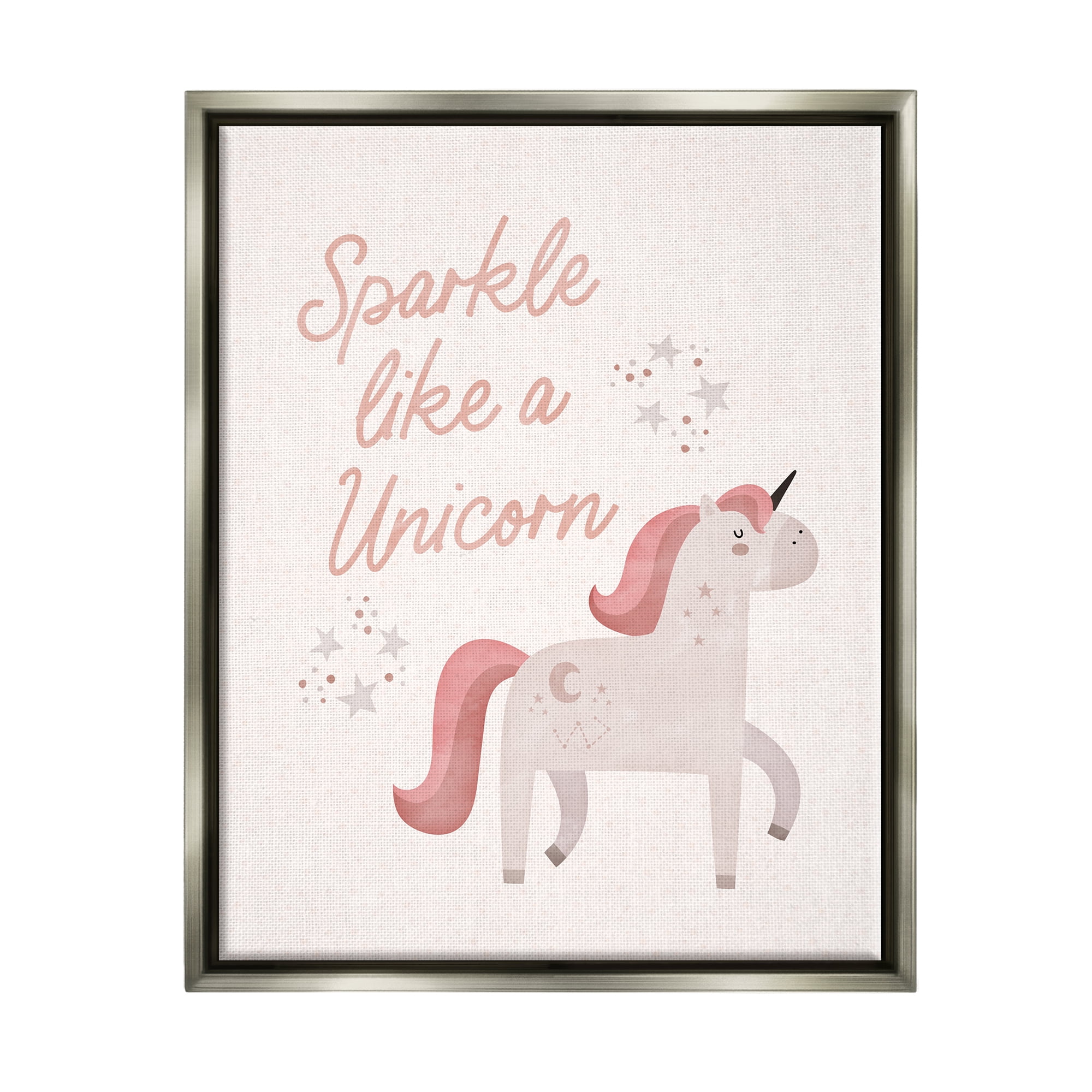 Stupell Sparkle Like A Unicorn Constellations Fairy Tales & Fantasy Painting Gray Floater Framed Art Print Wall Art