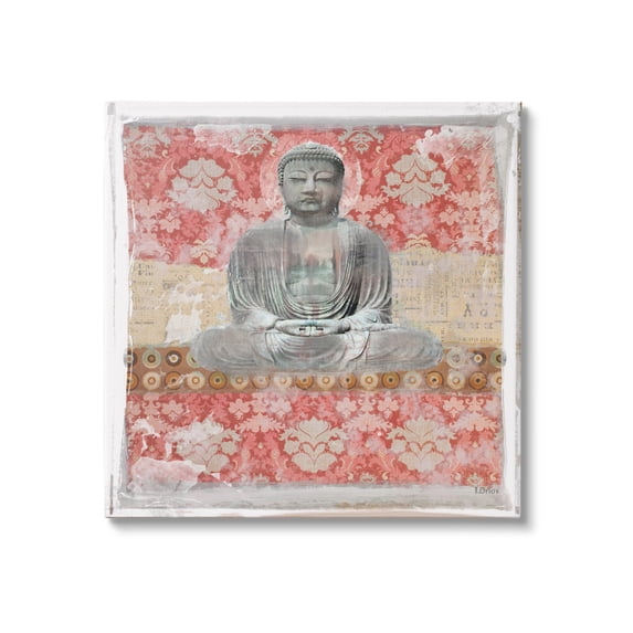 Stupell Spiritual Patterned Buddha Collage Abstract Painting Gallery Wrapped Canvas Print Wall Art