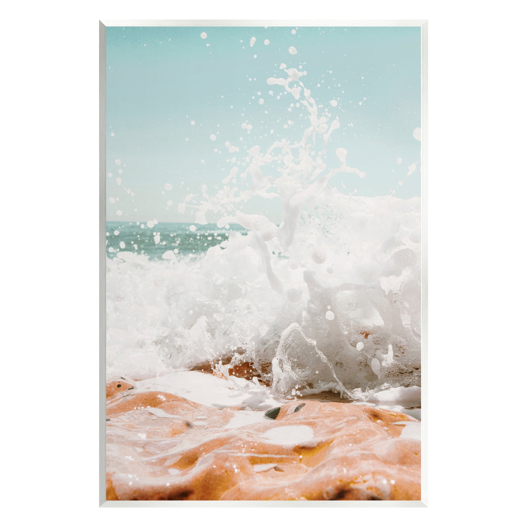 Stupell Splashing Sandy Beach Sea Foam Landscape Photography Wall Plaque Unframed Art Print Wall Art
