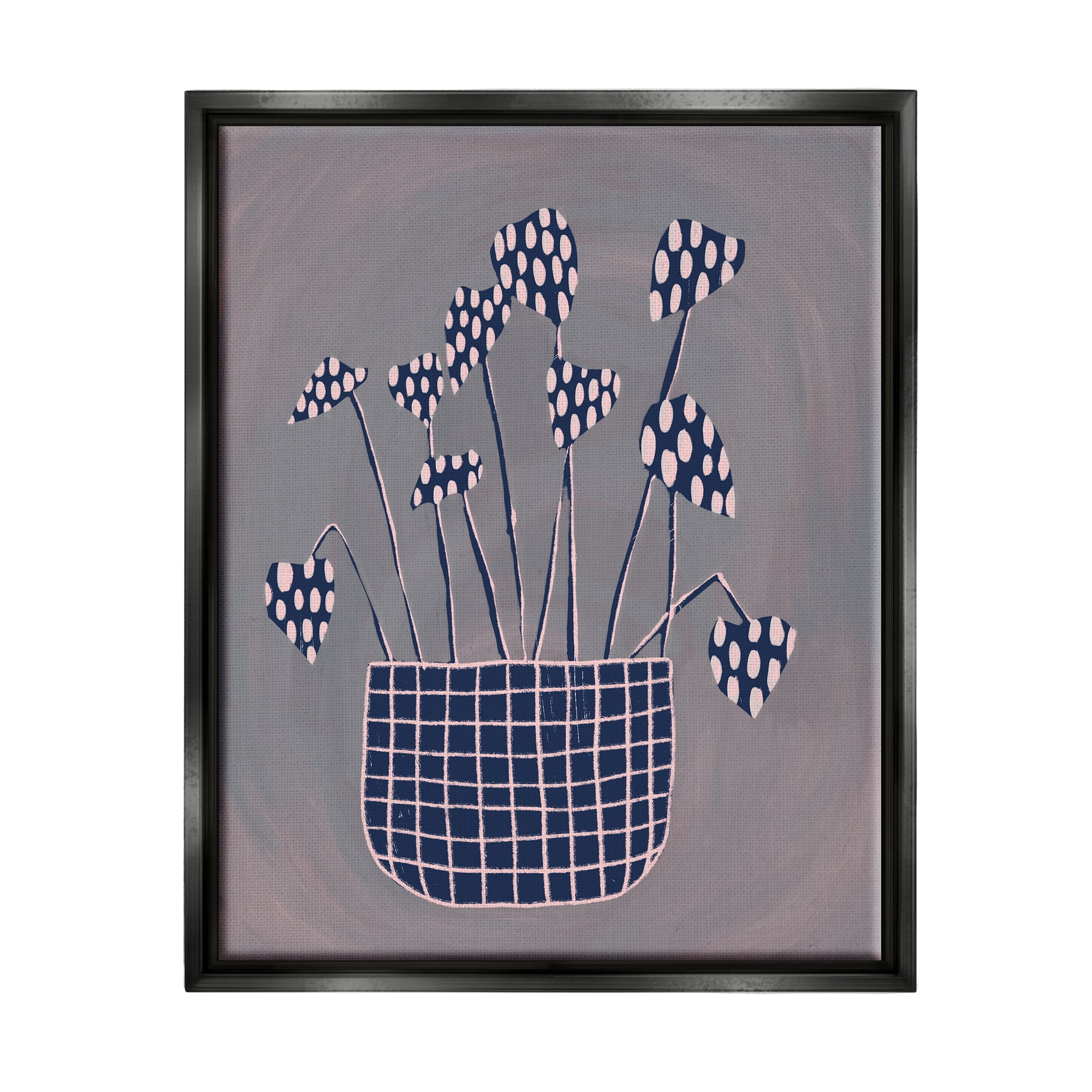Stupell Spotted Plant Leaves Floral Patterned Botanical & Floral Painting Black Floater Framed Art Print Wall Art