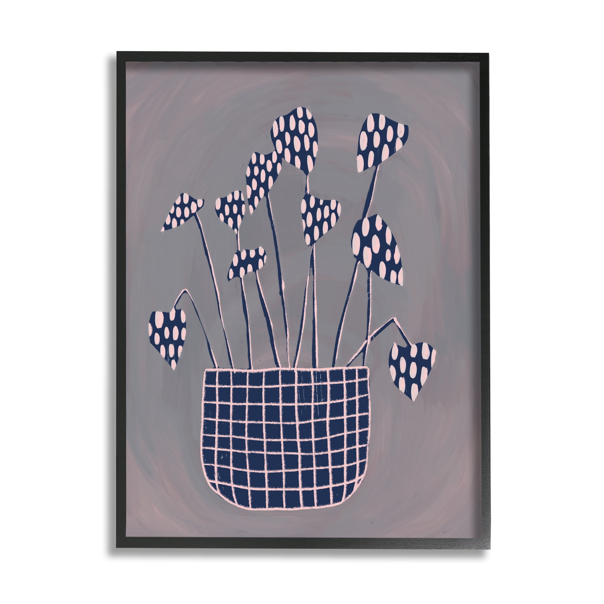 Stupell Spotted Plant Leaves Floral Patterned Botanical & Floral Painting Black Framed Art Print Wall Art