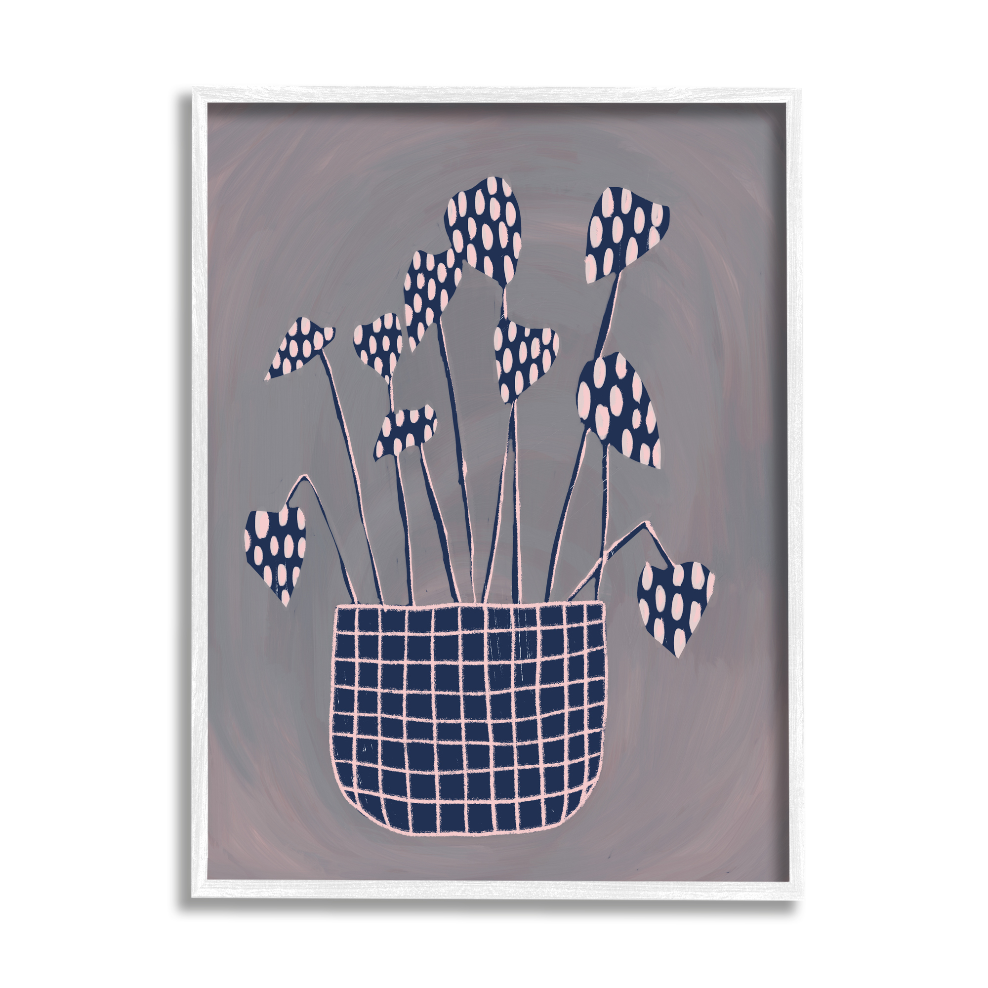 Stupell Spotted Plant Leaves Floral Patterned Botanical & Floral Painting White Framed Art Print Wall Art