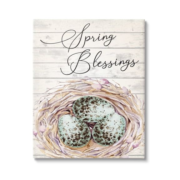 Stupell Spring Blessings Bird Nest Nature Holiday Painting Gallery Wrapped Canvas Print Wall Art
