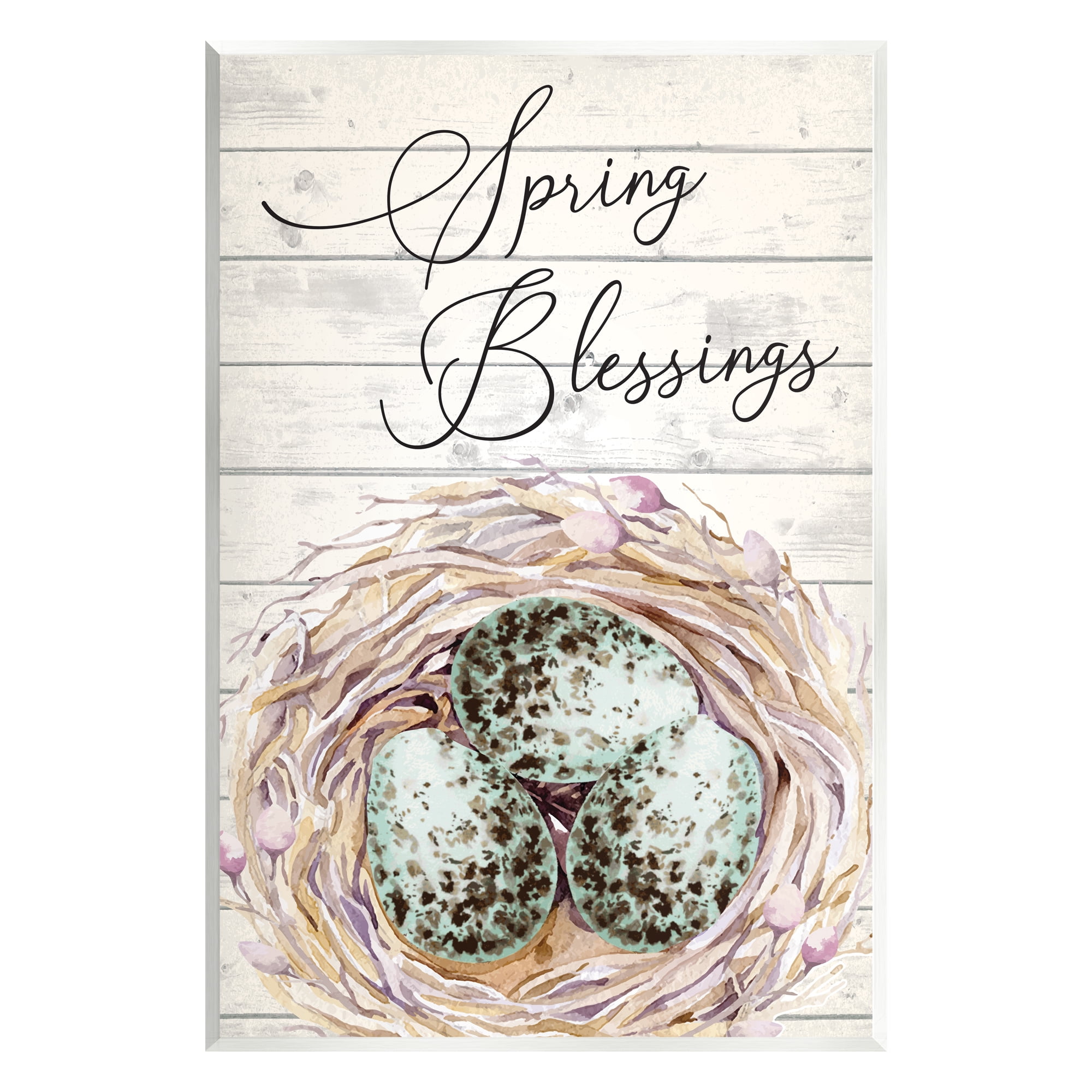 Stupell Spring Blessings Bird Nest Nature Holiday Painting Wall Plaque Unframed Art Print Wall Art