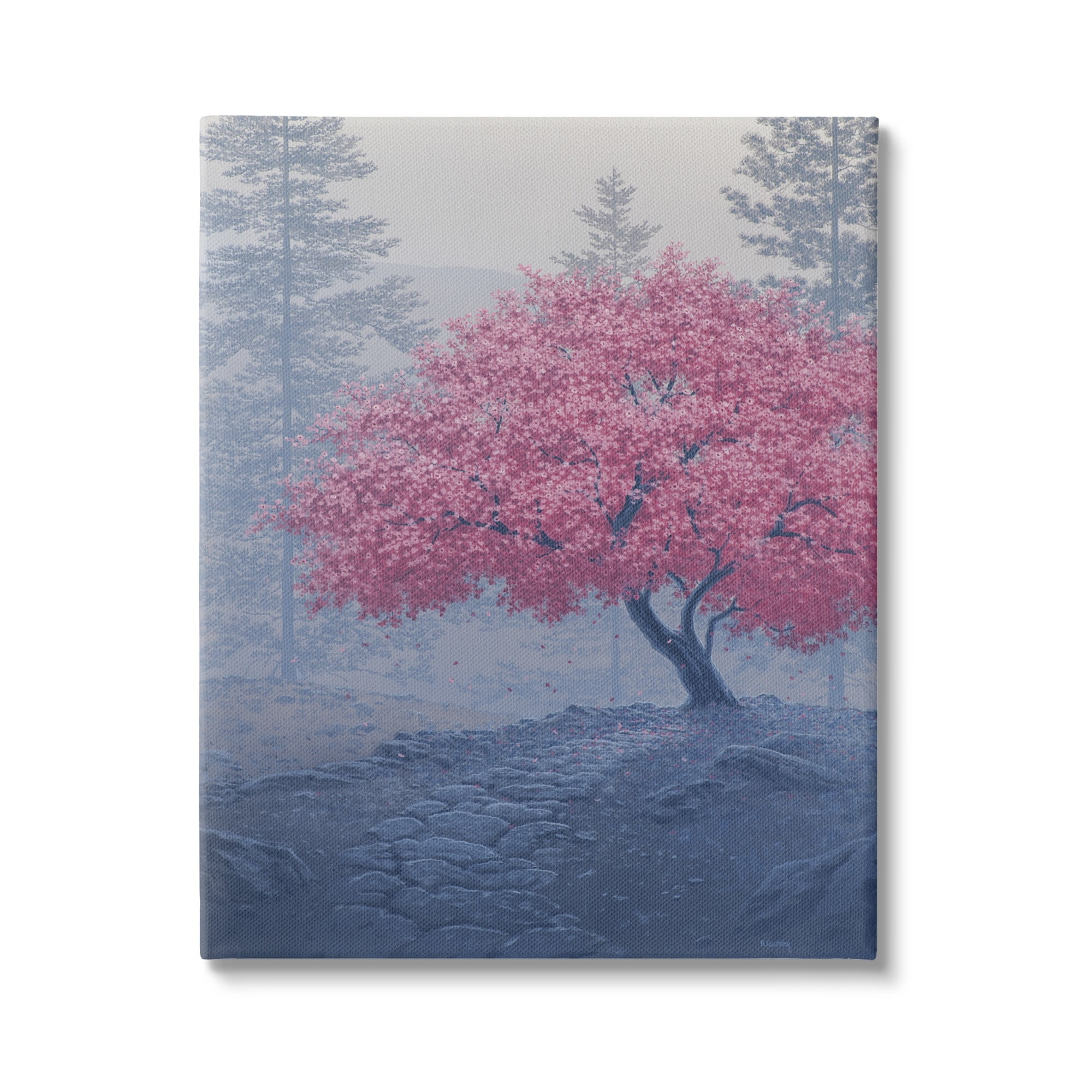 Stupell Spring Cherry Blossom Foggy Path Landscape Photography Gallery Wrapped Canvas Print Wall Art