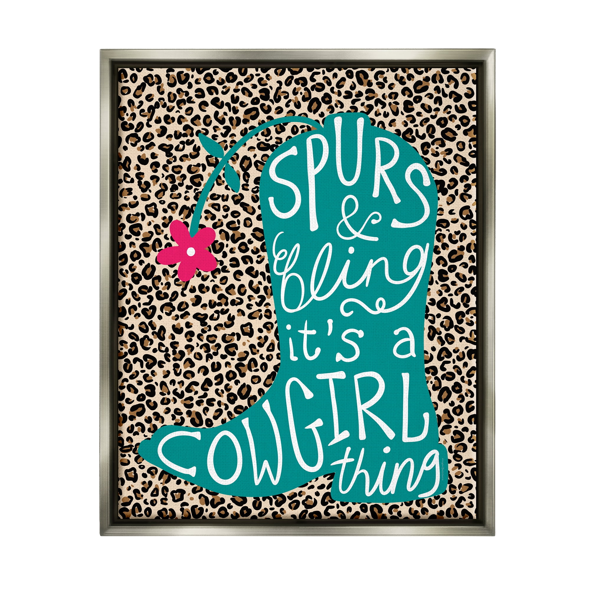 Stupell Spurs & Bling Cowgirl Thing Boot Inspirational Painting Gray Floater Framed Art Print Wall Art