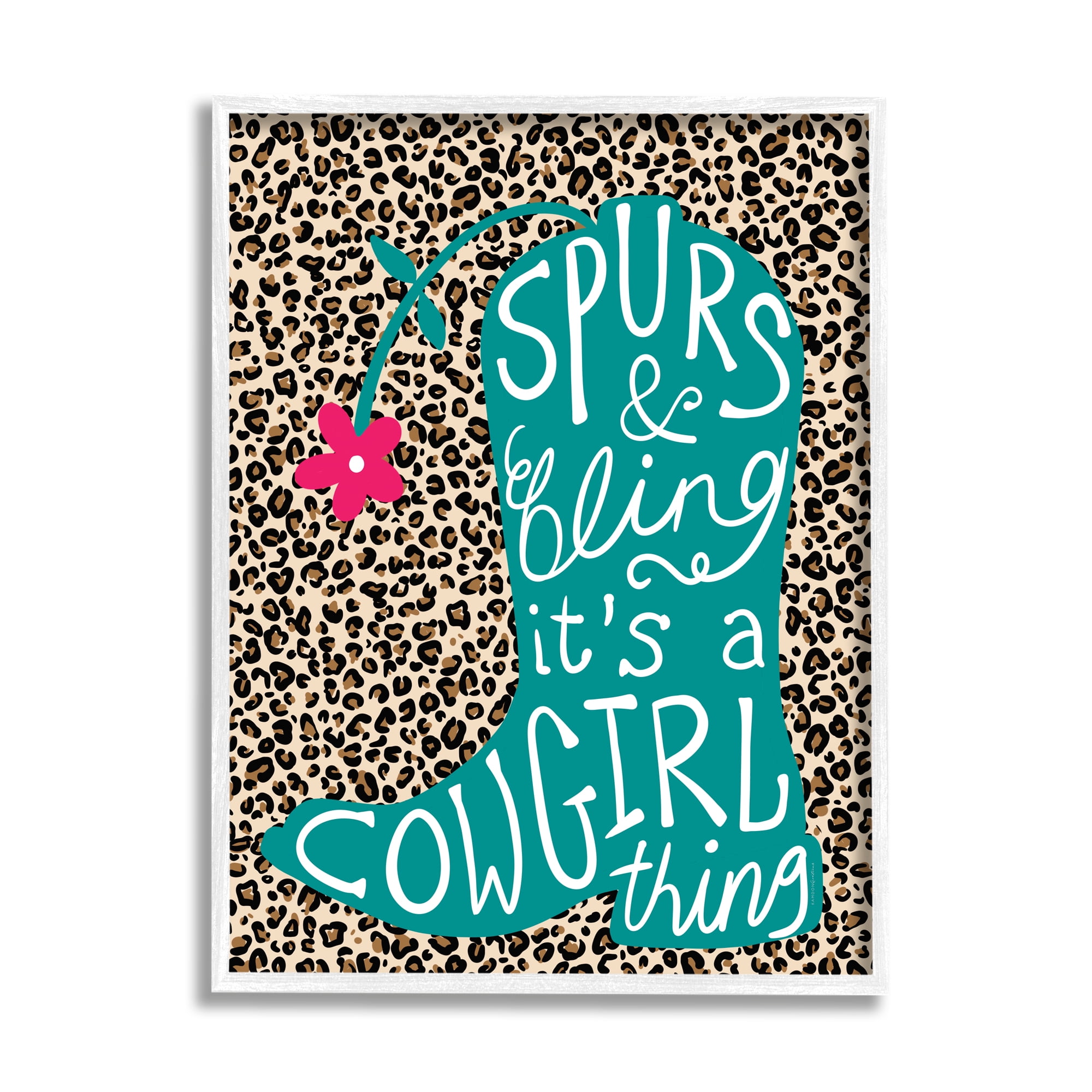 Stupell Spurs & Bling Cowgirl Thing Boot Inspirational Painting White Framed Art Print Wall Art