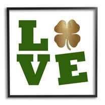 Stupell St Patrick's Day Clover Love Symbol Holiday Painting Black Framed Art Print Wall Art