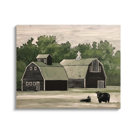 Stupell Stable Barn Country Rural Cattle Landscape Painting Gallery Wrapped Canvas Print Wall Art