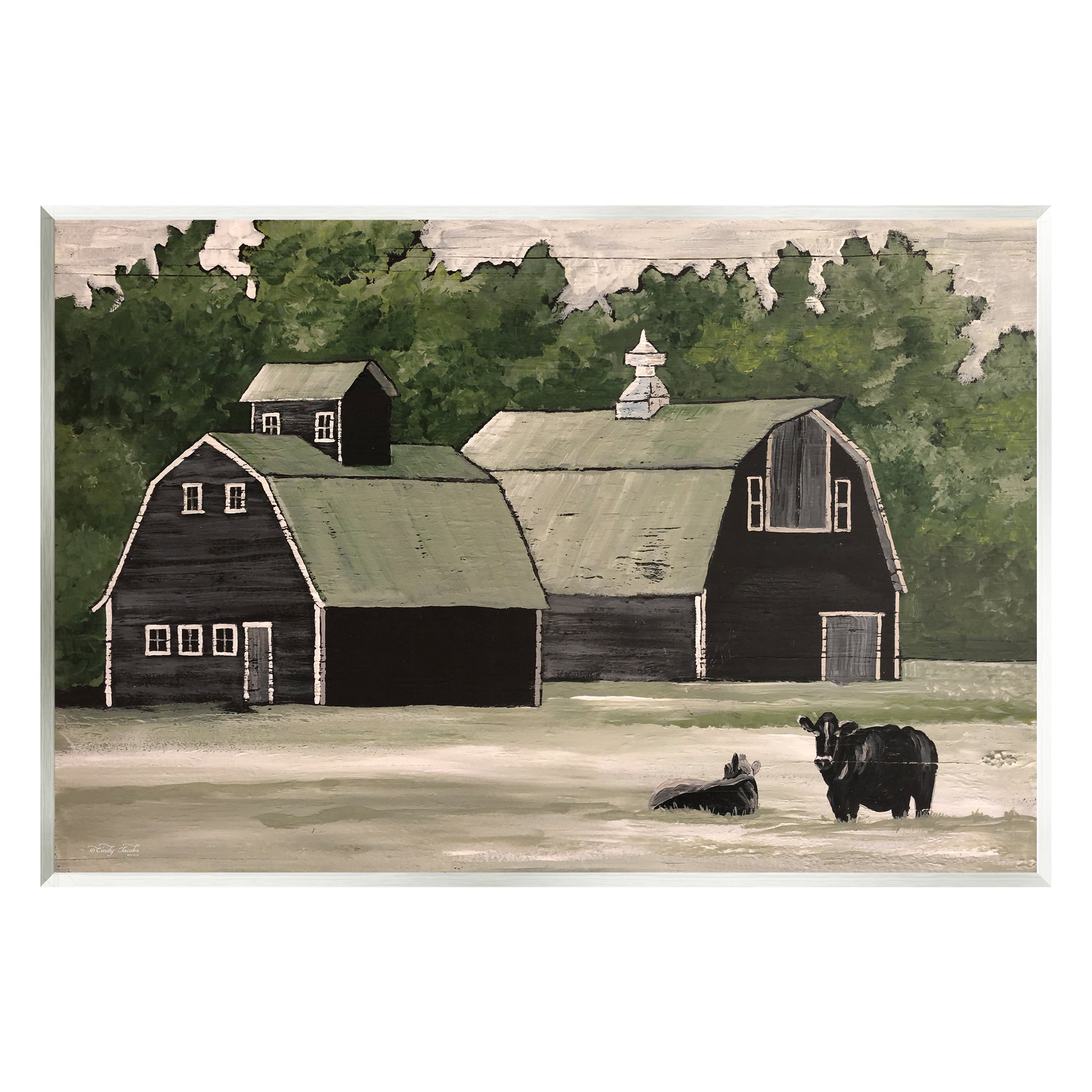 Stupell Stable Barn Country Rural Cattle Landscape Painting Wall Plaque Unframed Art Print Wall Art