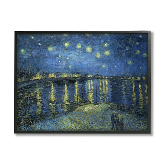 Stupell Starry Night Over Rhone Classic Landscape Painting Black Framed Art Print Wall Art