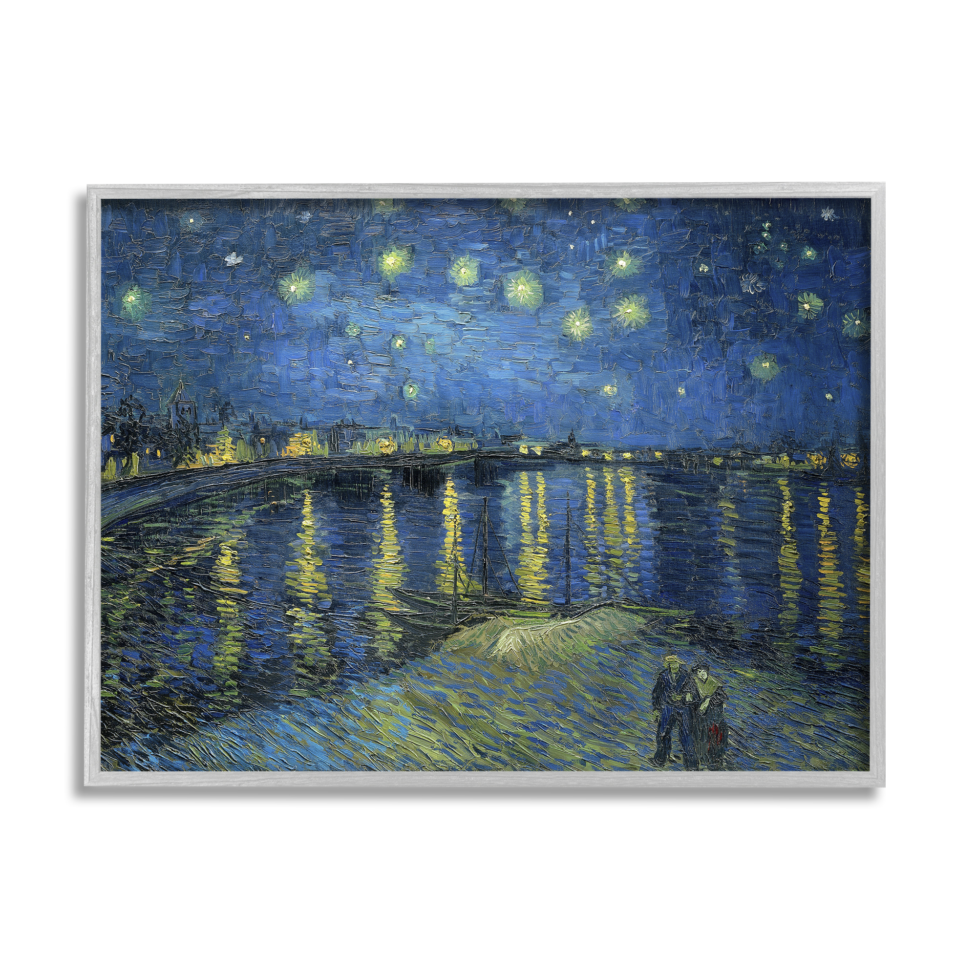 Stupell Starry Night Over Rhone Classic Landscape Painting Gray Framed Art Print Wall Art