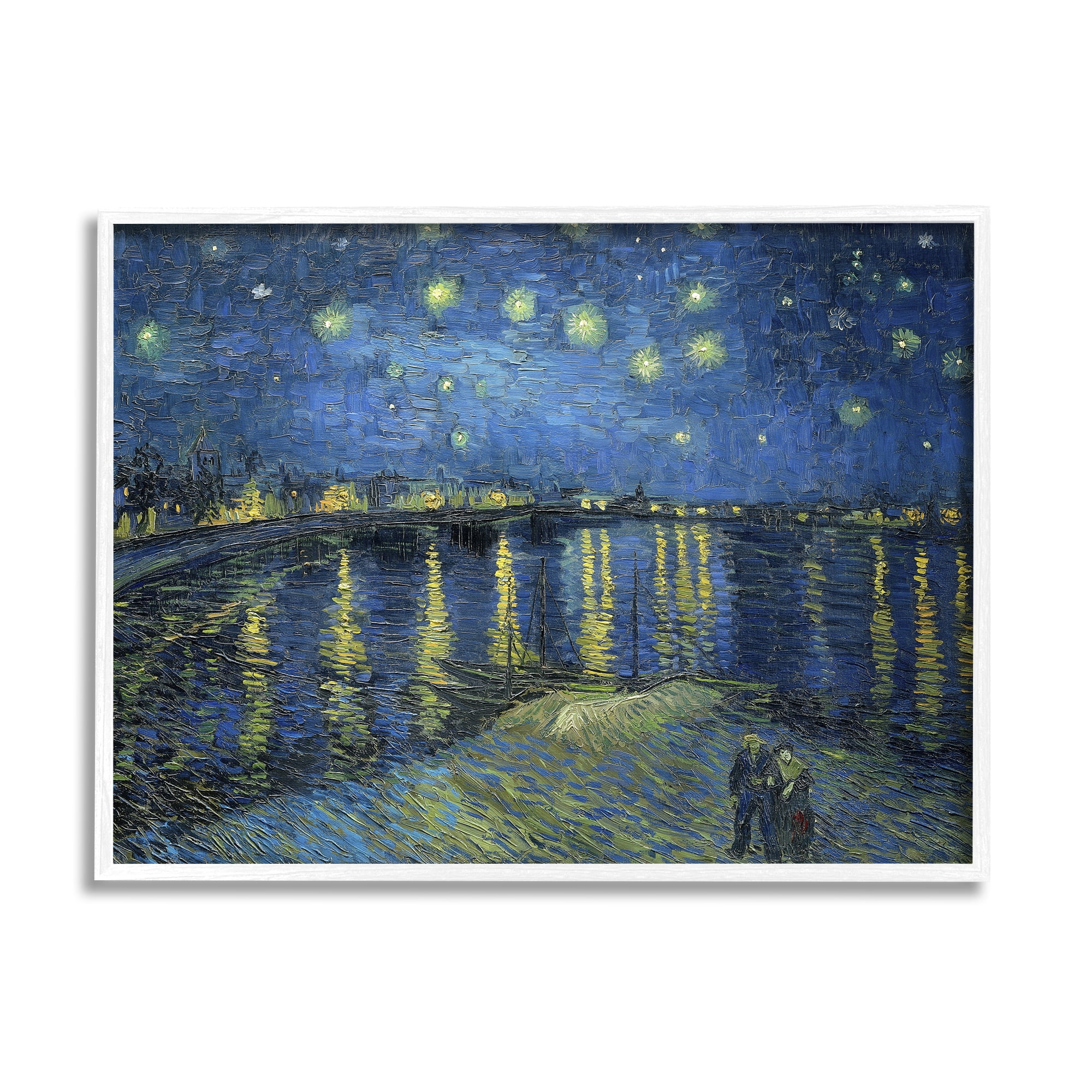 Stupell Starry Night Over Rhone Classic Landscape Painting White Framed Art Print Wall Art