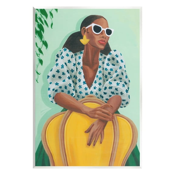 Stupell Stylish Woman Trendy Portrait Beauty & Fashion Painting Wall Plaque Unframed Art Print Wall Art