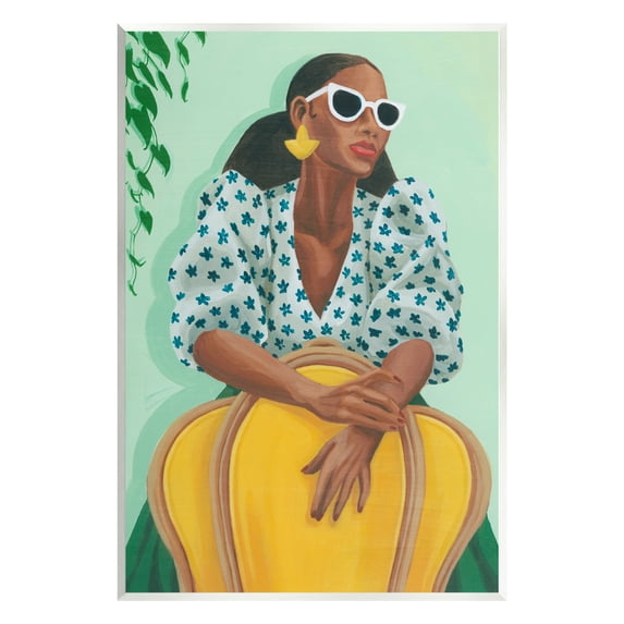 Stupell Stylish Woman Trendy Portrait Beauty & Fashion Painting Wall Plaque Unframed Art Print Wall Art