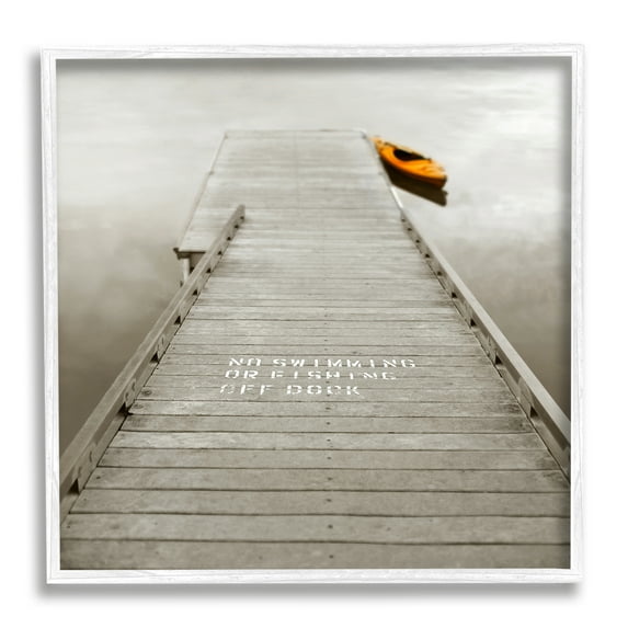 Stupell Summer Lake Dock Kayaking Landscape Photography White Framed Art Print Wall Art