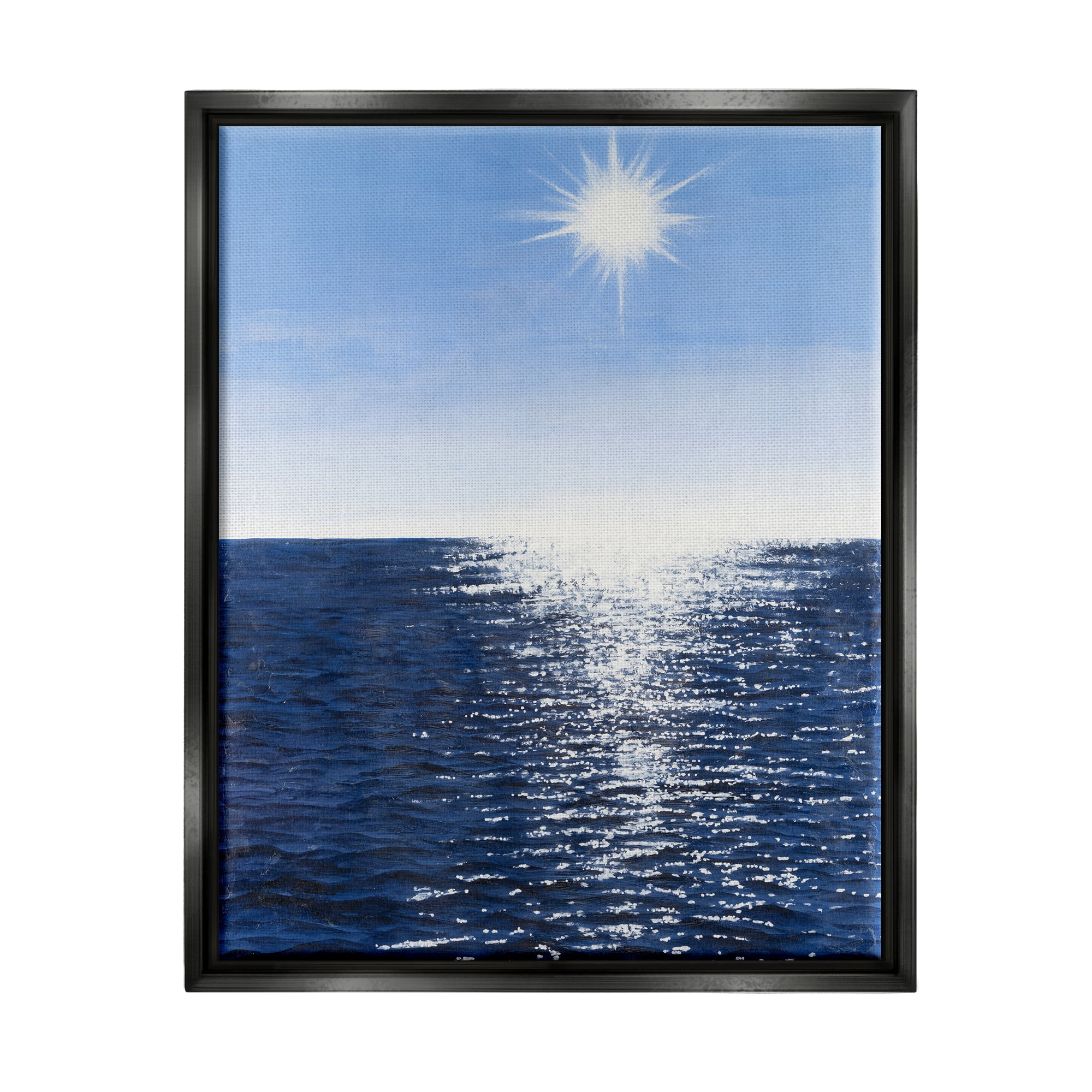 Stupell Summer Sunlight Ocean Reflection Landscape Photography Black Floater Framed Art Print Wall Art