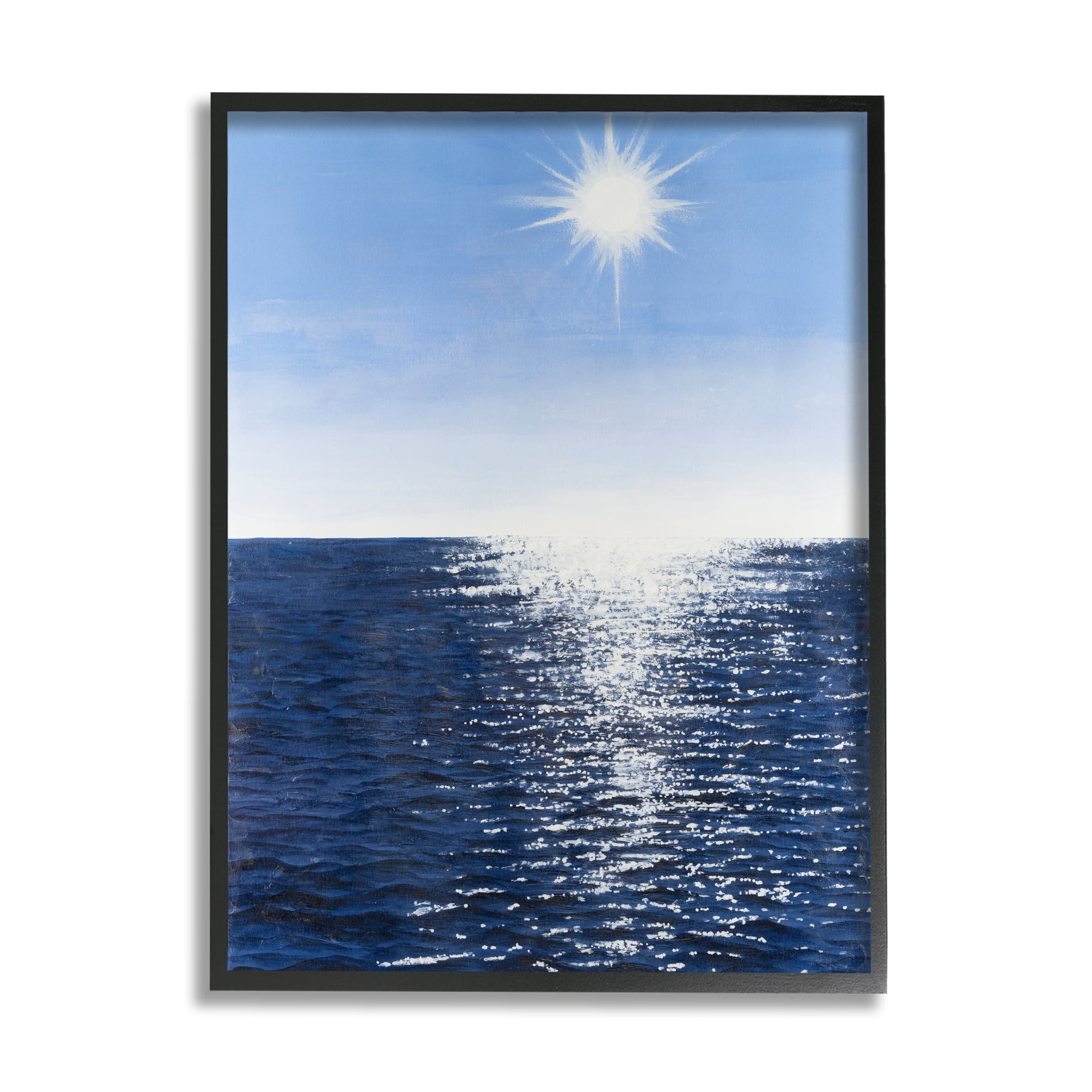 Stupell Summer Sunlight Ocean Reflection Landscape Photography Black Framed Art Print Wall Art
