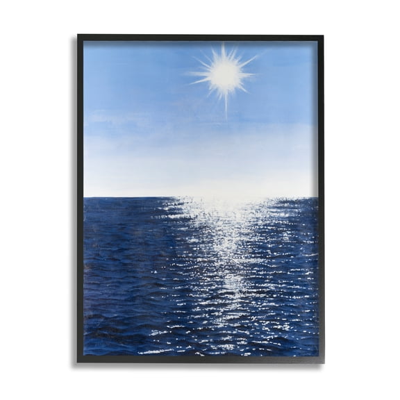 Stupell Summer Sunlight Ocean Reflection Landscape Photography Black Framed Art Print Wall Art