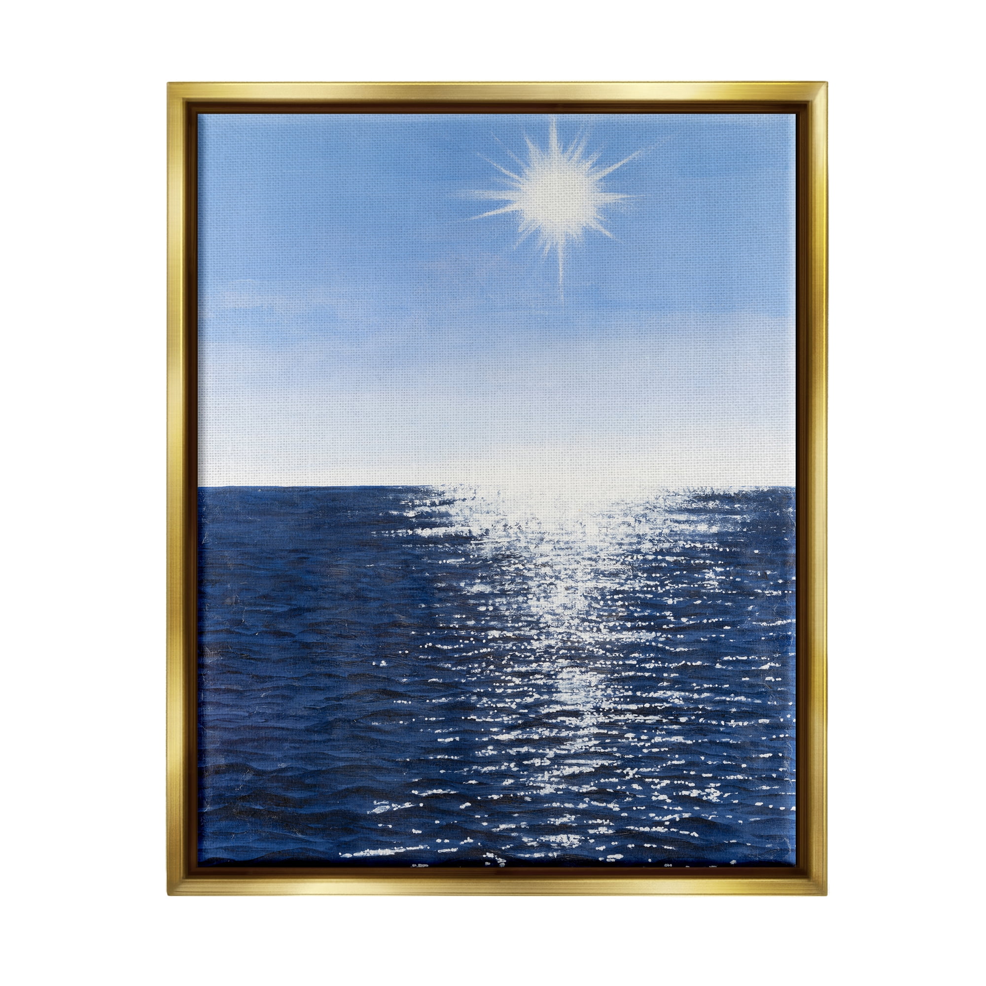 Stupell Summer Sunlight Ocean Reflection Landscape Photography Gold Floater Framed Art Print Wall Art