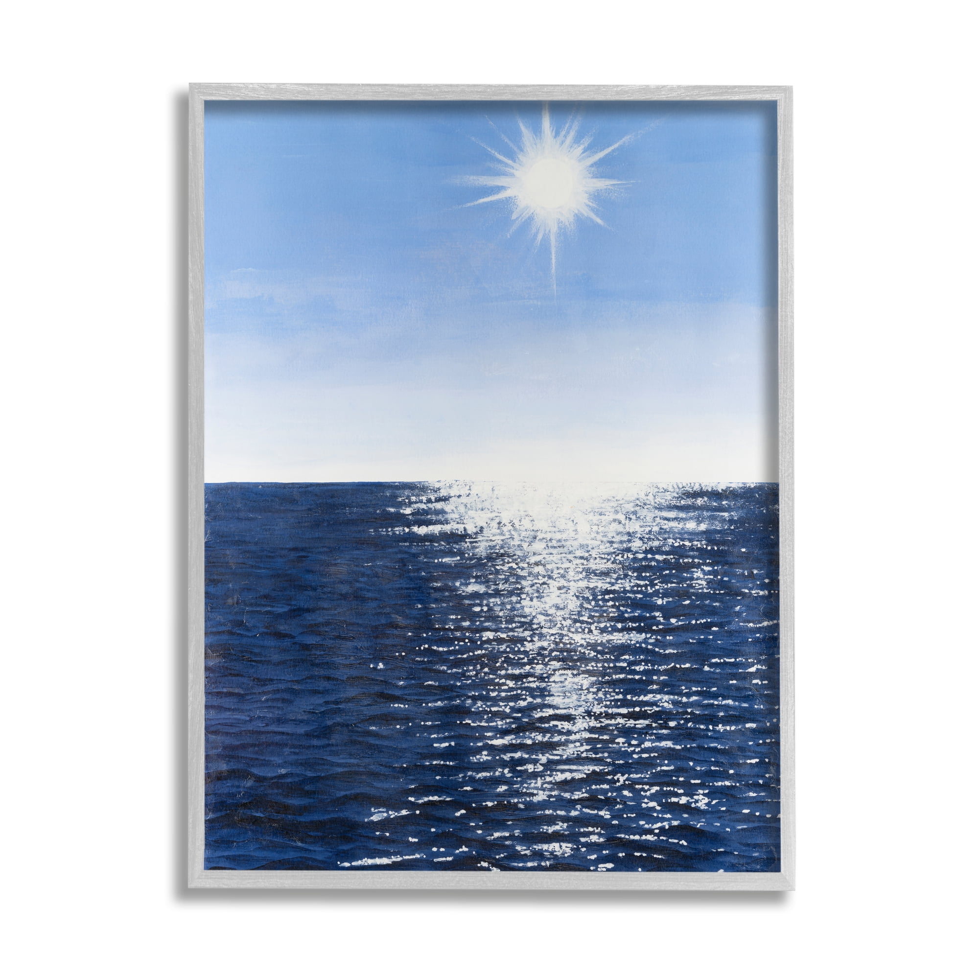 Stupell Summer Sunlight Ocean Reflection Landscape Photography Gray Framed Art Print Wall Art
