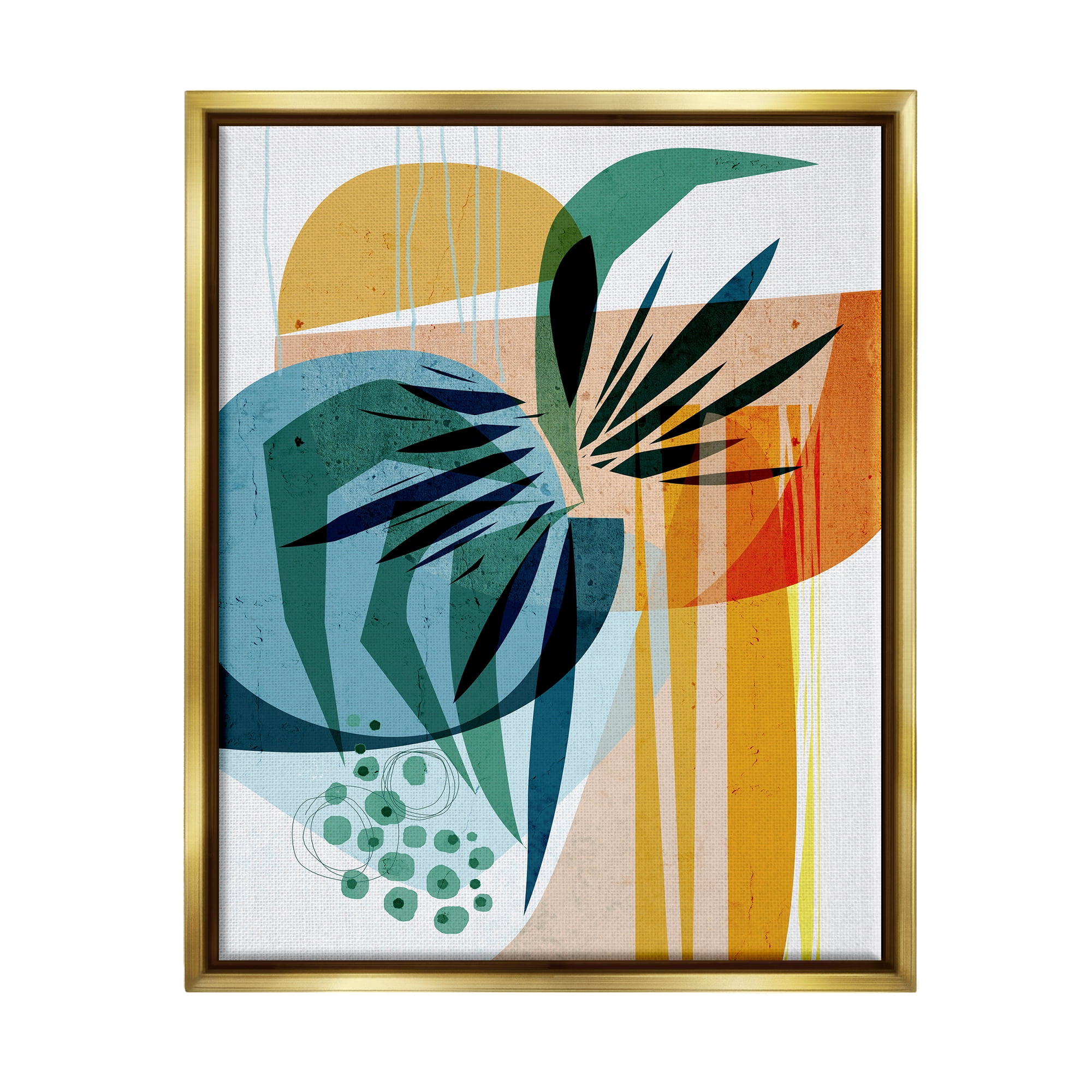 Stupell Summer Tropics Abstract Botanicals Abstract Painting Gold Floater Framed Art Print Wall Art