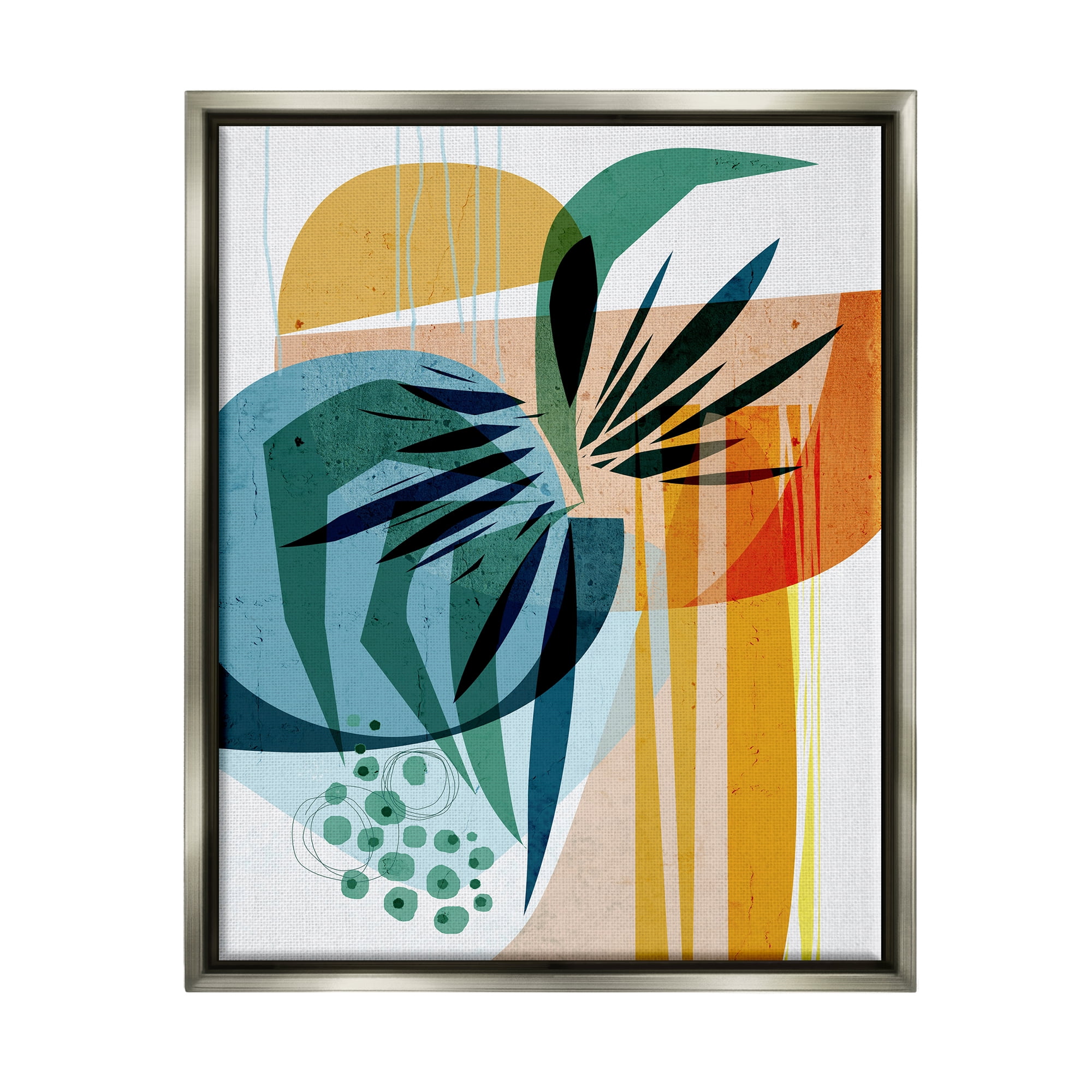 Stupell Summer Tropics Abstract Botanicals Abstract Painting Gray Floater Framed Art Print Wall Art