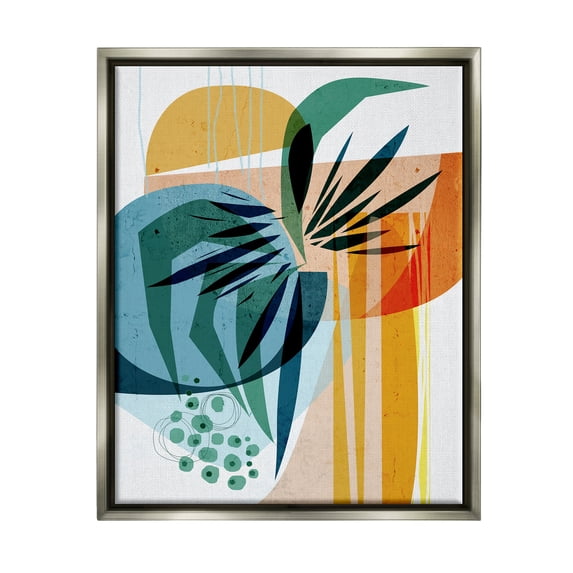 Stupell Summer Tropics Abstract Botanicals Abstract Painting Gray Floater Framed Art Print Wall Art