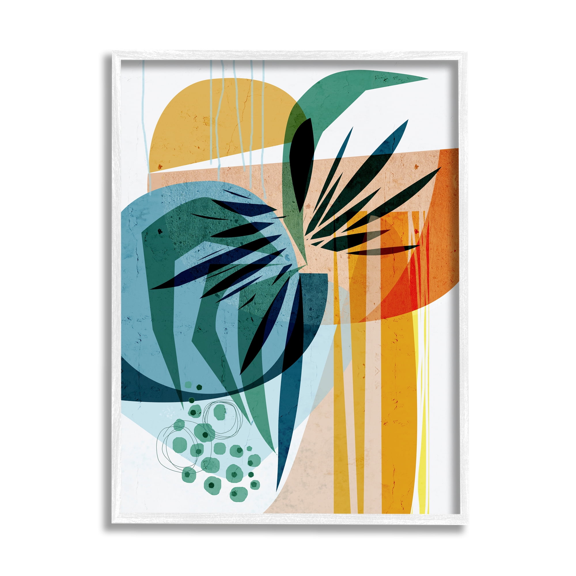 Stupell Summer Tropics Abstract Botanicals Abstract Painting White Framed Art Print Wall Art