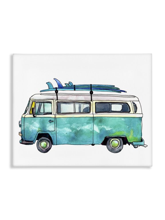 Industries Tropical Summer Vacation Surfboard Van Canvas Art, 20 x 16, by Paul McCreery