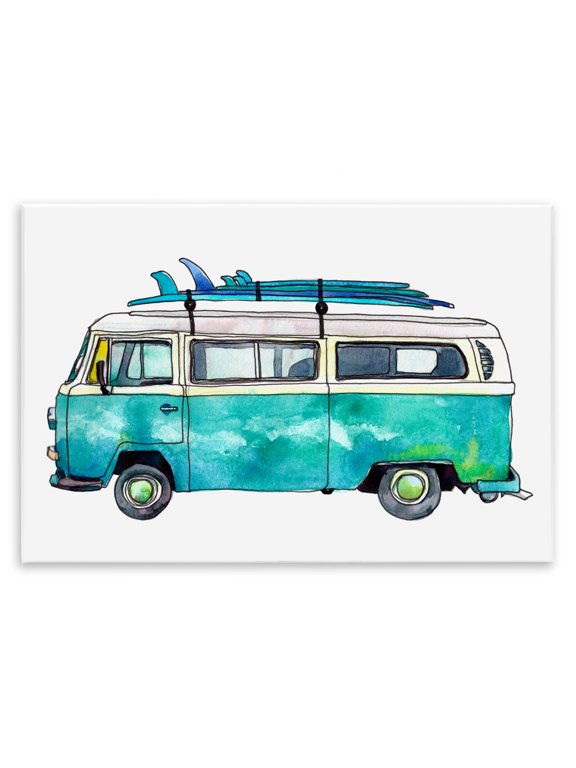 Industries Tropical Summer Vacation Surfboard Van Wall Plaque Art, 15 x 10, by Paul McCreery