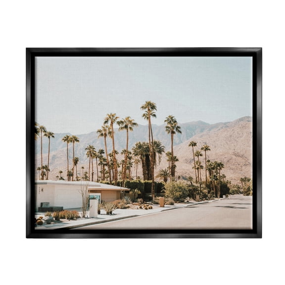 Stupell Summer Villa Town Palm Trees Landscape Photography Black Floater Framed Art Print Wall Art