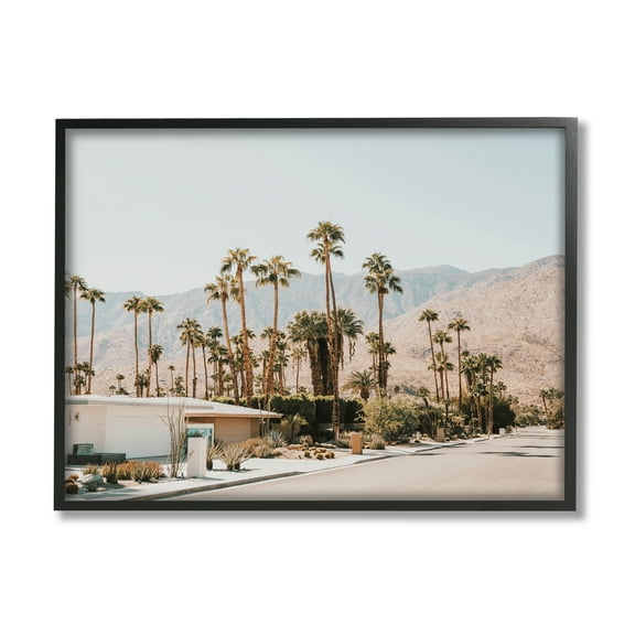 Stupell Summer Villa Town Palm Trees Landscape Photography Black Framed Art Print Wall Art