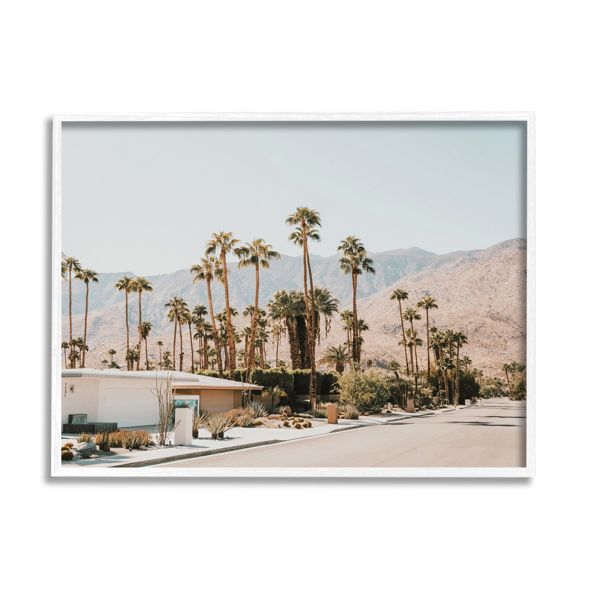 Stupell Summer Villa Town Palm Trees Landscape Photography White Framed Art Print Wall Art