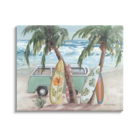 Stupell Summer Waves Tropical Van Surfboards Landscape Painting Gallery Wrapped Canvas Print Wall Art