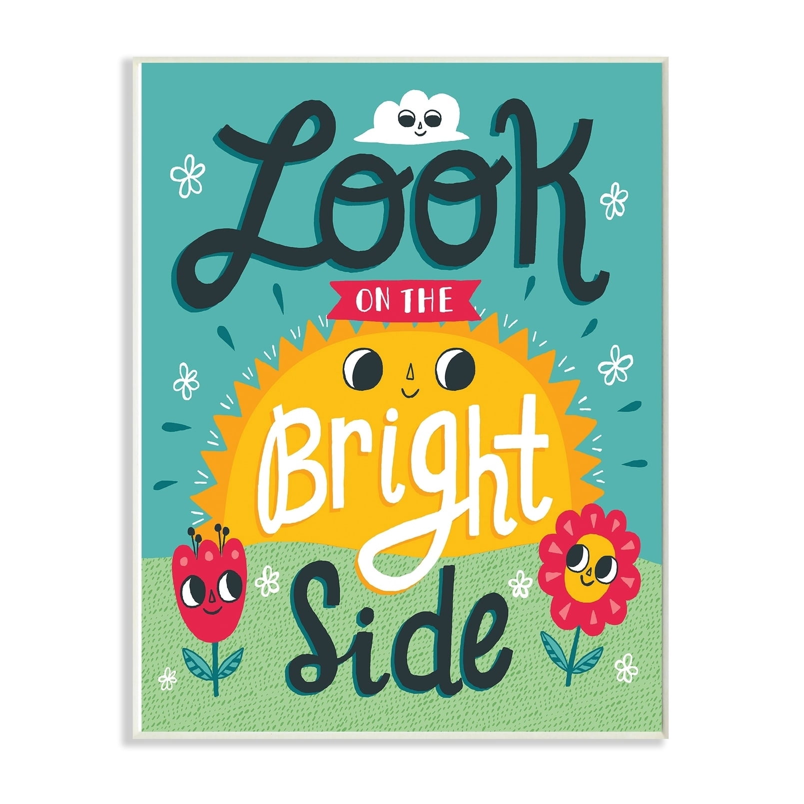 Stupell Sun and FlowersLook On The Bright Side Wood Wall Art, 10x15, Proudly A - Multi-color 10 x 15