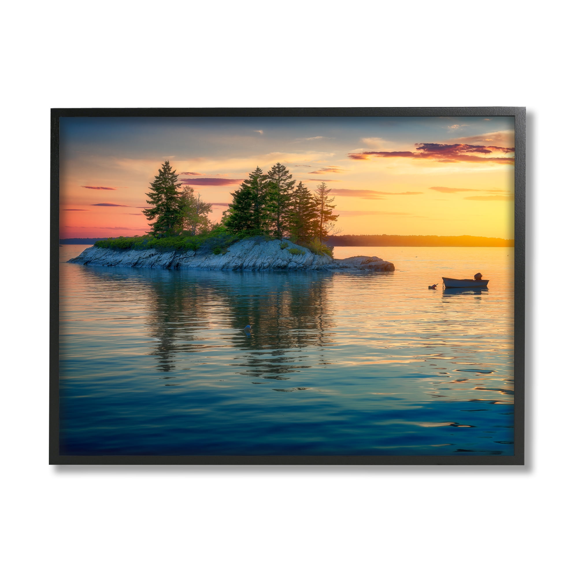 Stupell Sunset Island Horizon Photography Landscape Photography Black Framed Art Print Wall Art