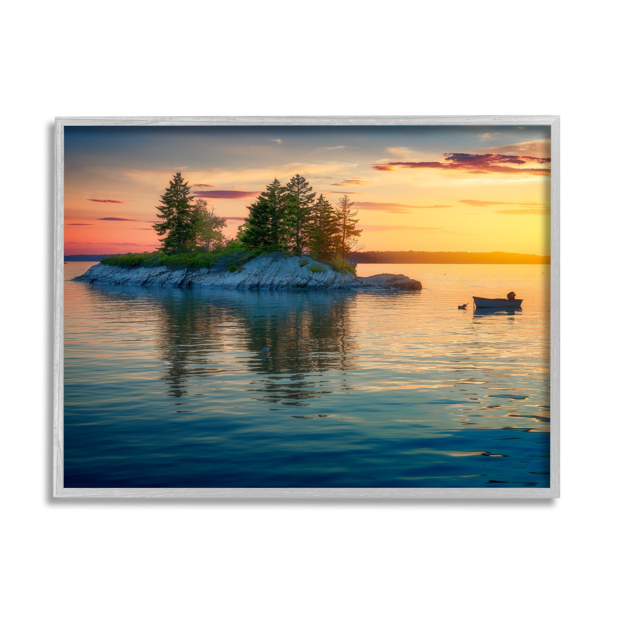 Stupell Sunset Island Horizon Photography Landscape Photography Gray Framed Art Print Wall Art