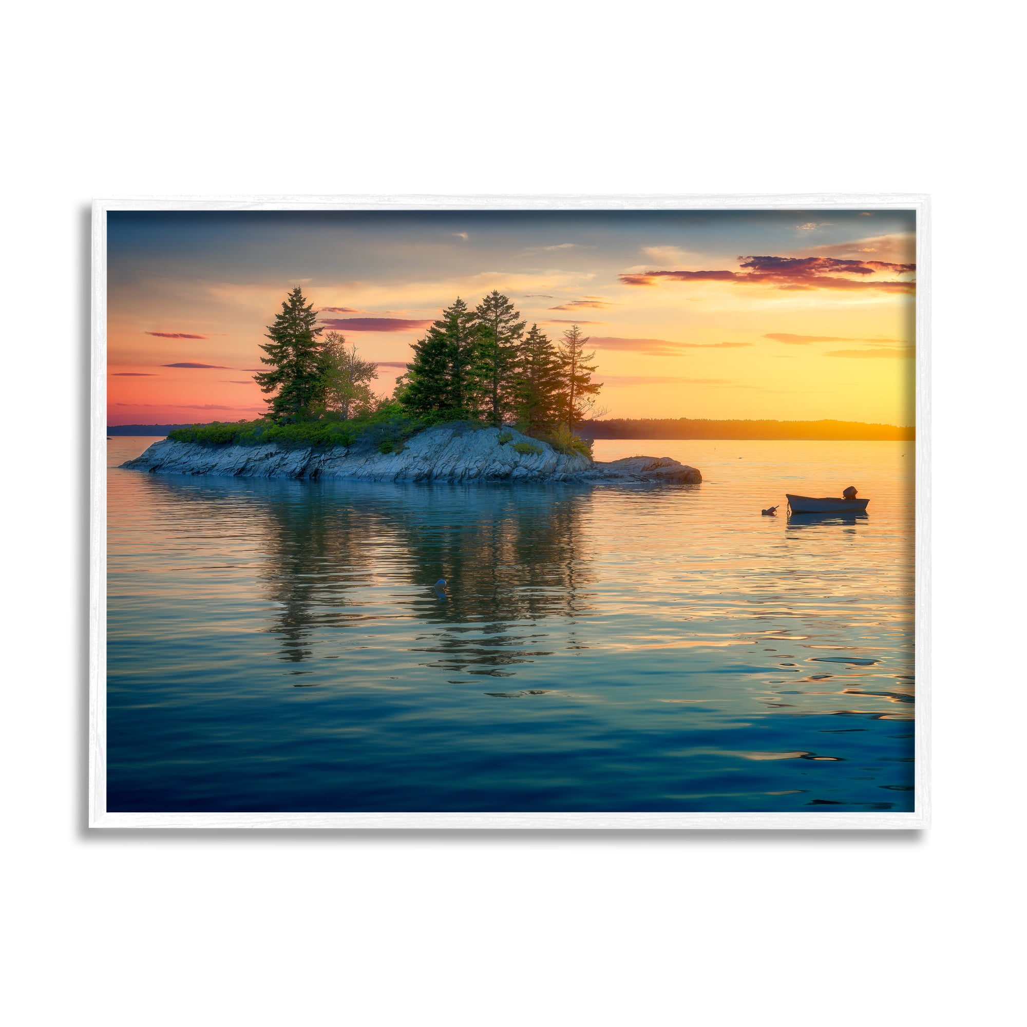 Stupell Sunset Island Horizon Photography Landscape Photography White Framed Art Print Wall Art