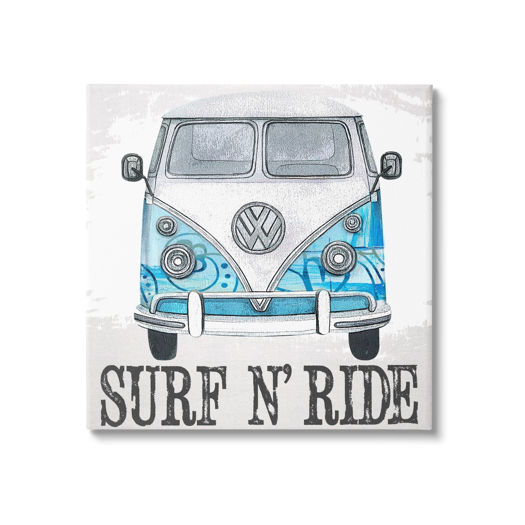 Stupell Surf N Ride Blue Retro Summer Bus Landscape Painting Gallery Wrapped Canvas Print Wall Art