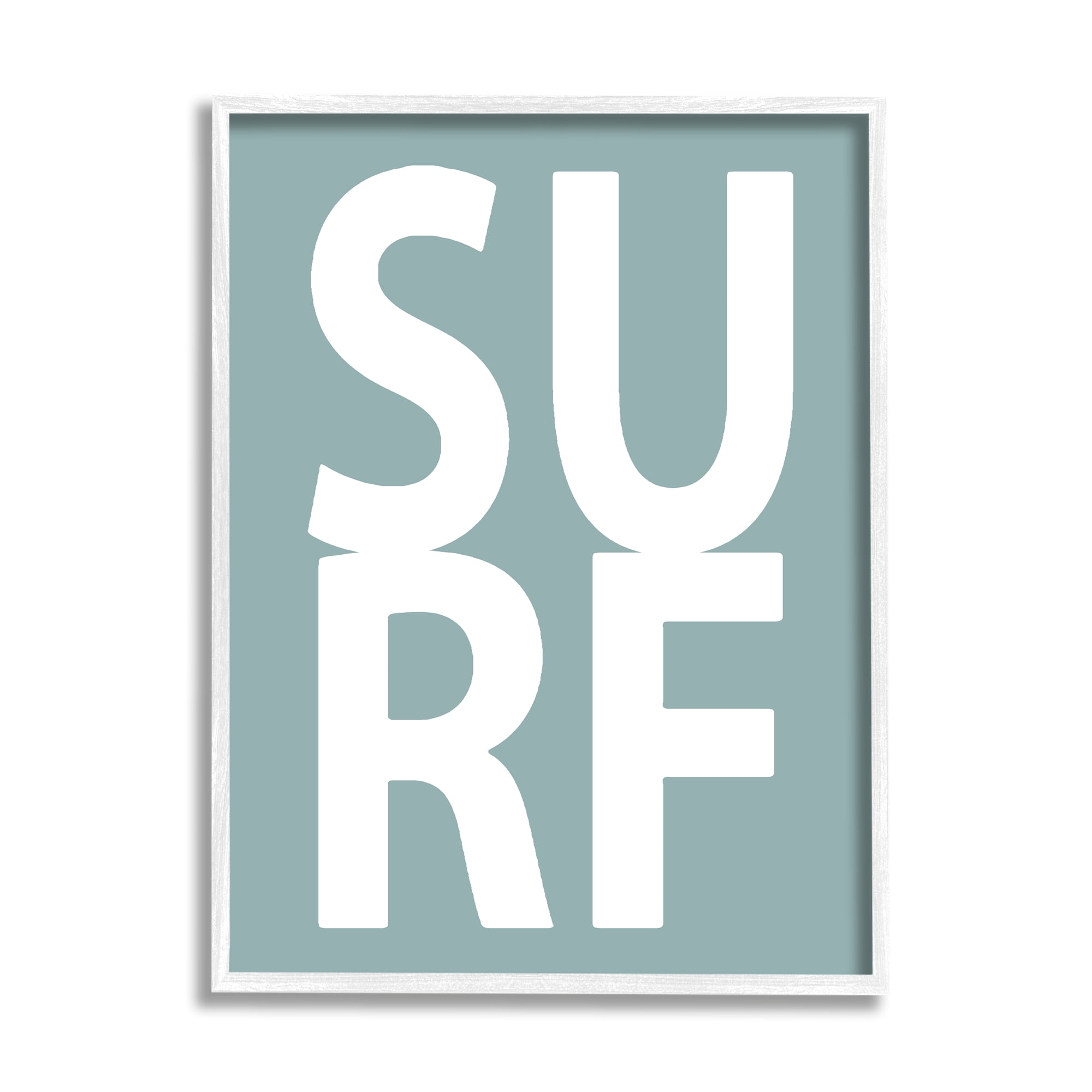 Stupell Surf Summer Fun Turquoise Phrase Landscape Painting White Framed Art Print Wall Art