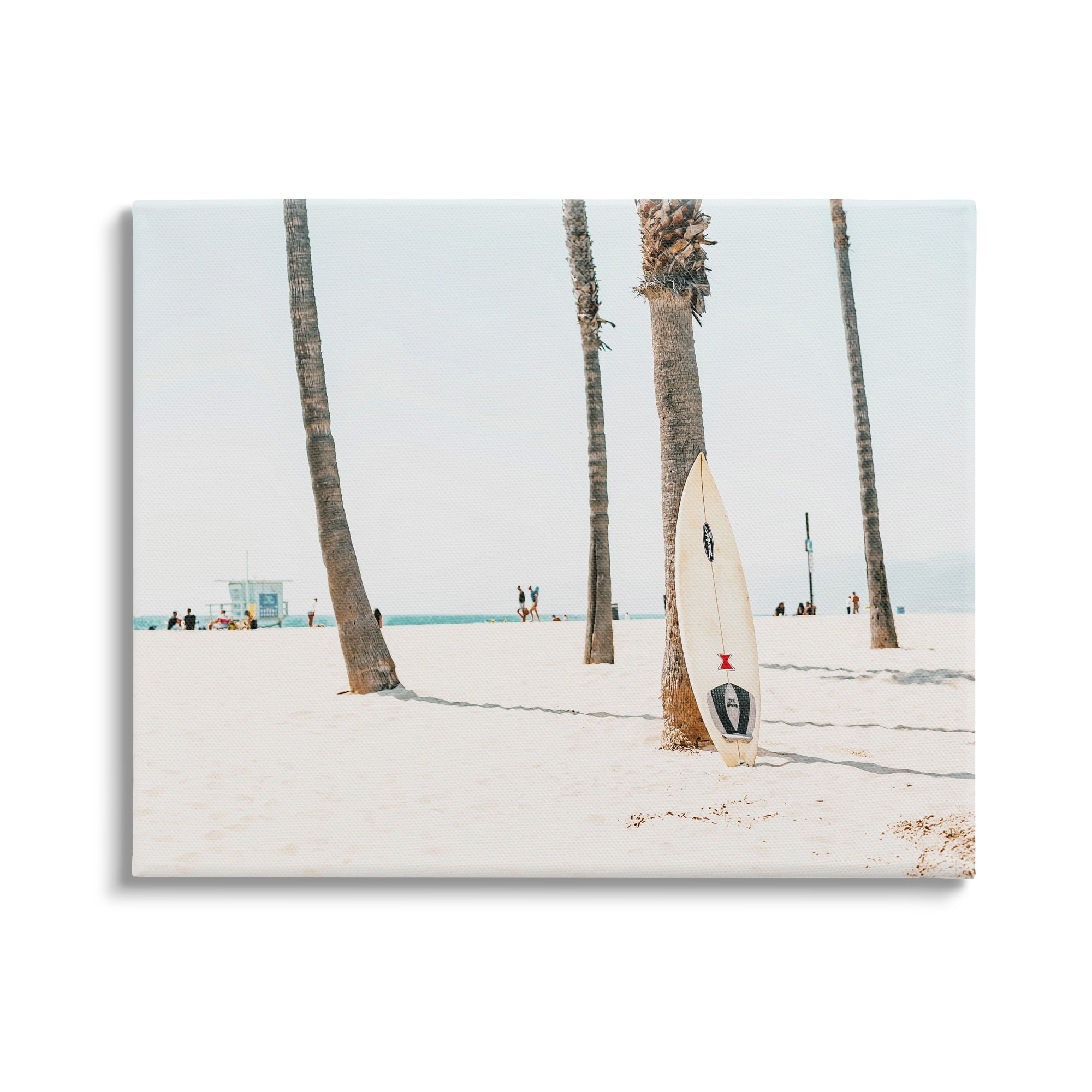 Stupell Surfboard Leaning Tropical Palm Trees Landscape Photography Gallery Wrapped Canvas Print Wall Art